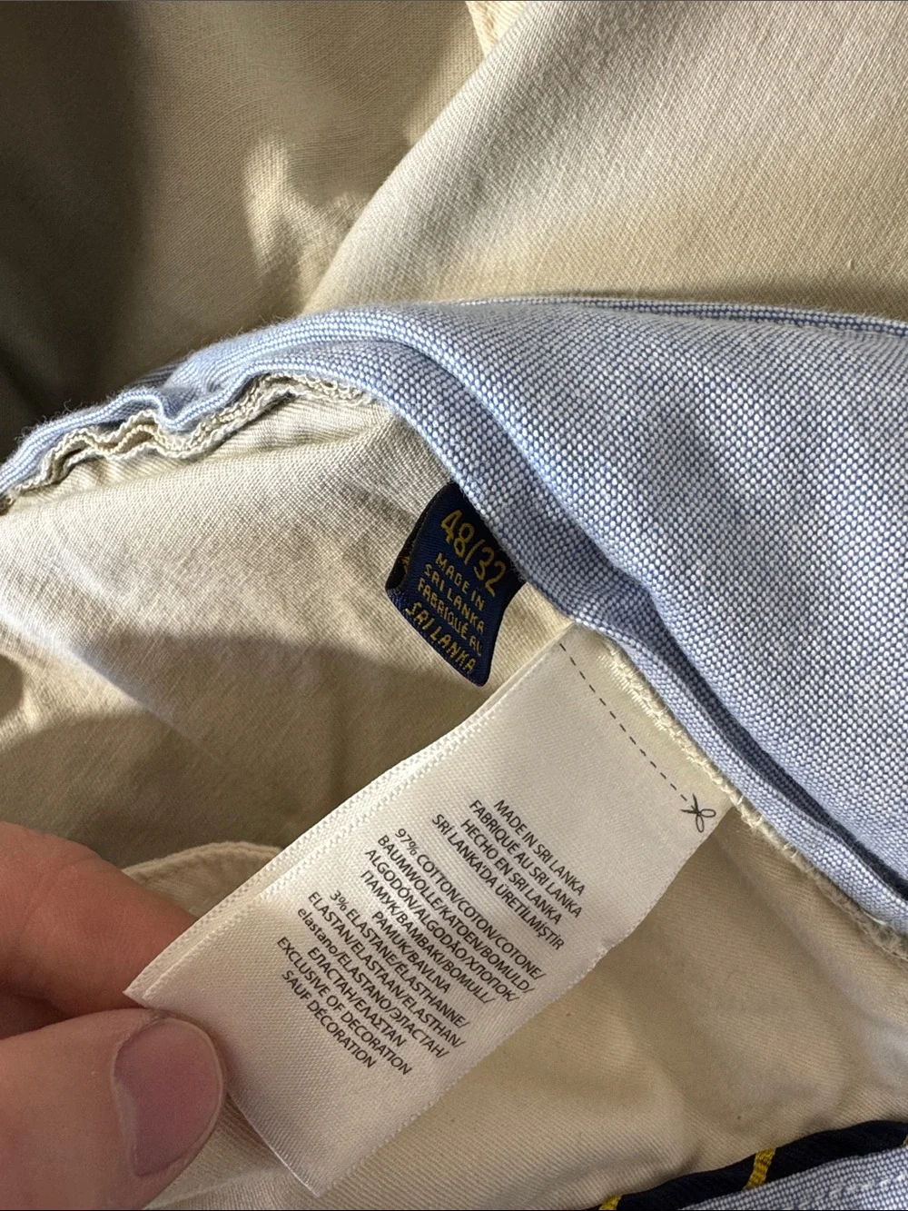 Polo Ralph Lauren mens 48x32 cream stretch classic fit cotton chino pants EUC